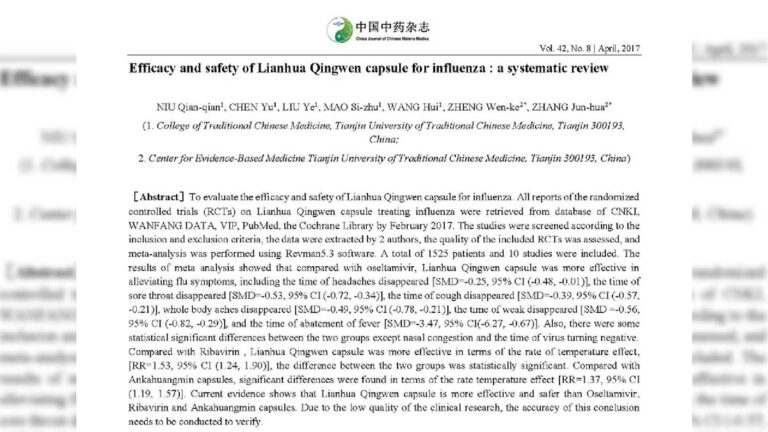 Efficacy and safety of Lianhua Qingwen capsule for influenza: a systematic review