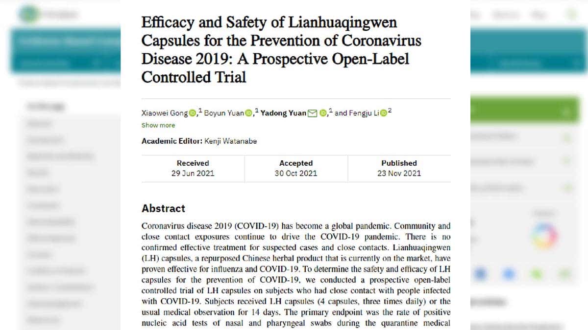 Efficacy and Safety of Lianhuaqingwen Capsules for the Prevention of Coronavirus Disease 2019: A Prospective Open-Label Controlled Trial